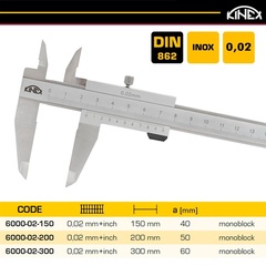 Штангенциркуль ШЦ-1-150/40мм 0,02мм+inch DIN862 MonoBlok(TopQuality) Kinex K-Met 6000-02-150