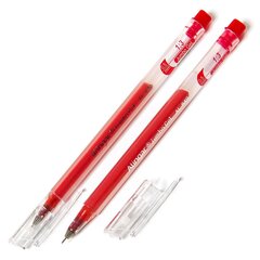 Ручка гелевая Alingar, "Jumbo GeL", 0,5 мм, красная, игольчатый наконечник, трехгранный, прозрачный, пластиковый корпус, карт. уп.