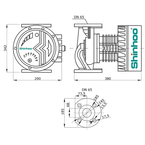 Циркуляционный насос Shinhoo MEGA S 65-8F 1x230V, 71121015