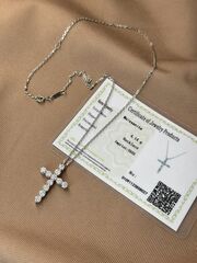 Крестик 3см на цепочке в стиле TIFFANY из серебра с муассанитами