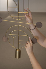 Подвесной светильник NOMON HOME WOODEN DOTS, CONF. 8, GOLD/WALNUT