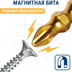 Бита отверточная ПРАКТИКА Эксперт двусторонняя PH-2 / PH-2 х 65мм Tin, (037-121)