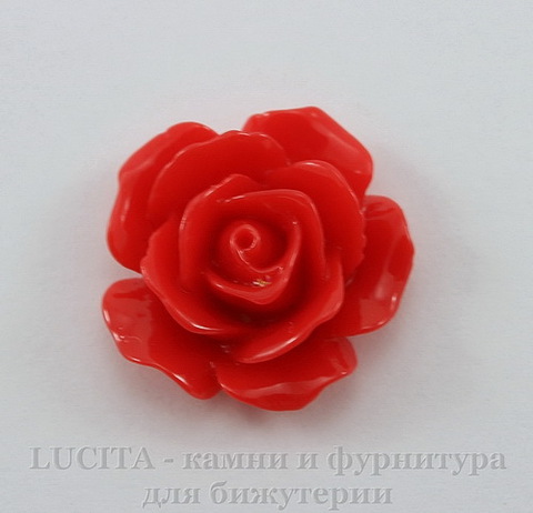 Кабошон акриловый "Роза", цвет - красный, 18 мм
