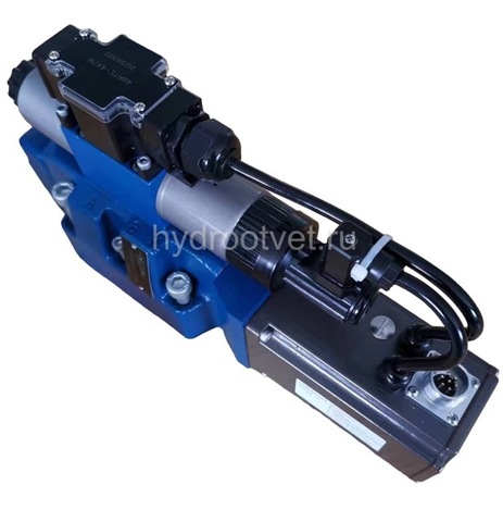 Фото 4WRTE10V100L-4X/6EG24ETK31/A1M - Пропорциональный быстродействующий распределитель с обратной связью по положению золотника и со встроенным усилителем (OBE), Ду10, A1 = ±10 В, номинальный расход 100 л/мин, схема V, каналы управления ET = X и Y - внутренние