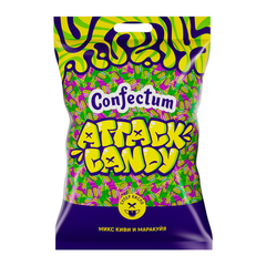 Кислая конфета «Confectum Attack candy» со вкусами киви и маракуйи, 500 гр х 6 шт