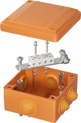 Коробка монтажная FSB11404 пластиковая FS с каб. вводами и клеммниками, IP55,100х100х50мм, 4р, 450V,6A, 4мм.кв