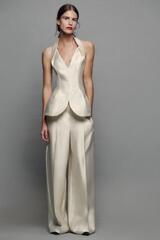 ZARA АТЛАСНЫЕ БРЮКИ ПРЯМОГО КРОЯ, ЭКРЮ