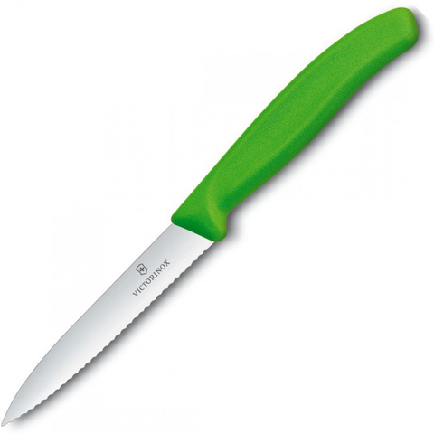 Нож Victorinox с волнистым лезвием, зелёный (6.7736.L4)