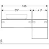 Geberit VariForm 501.189.00.1 Тумба под раковину, 135x55x51см, белый / лакированный глянцевый, белый / матовый