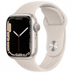 Apple Watch Series 7  GPS, 41mm Starlight Aluminium Case with Starlight Sport Band - Regular (MKMY3GK/A)