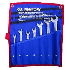 KING TONY (12C7MRN) Набор комбинированных удлиненных ключей, 8-19 мм, чехол из теторона, 7 предметов