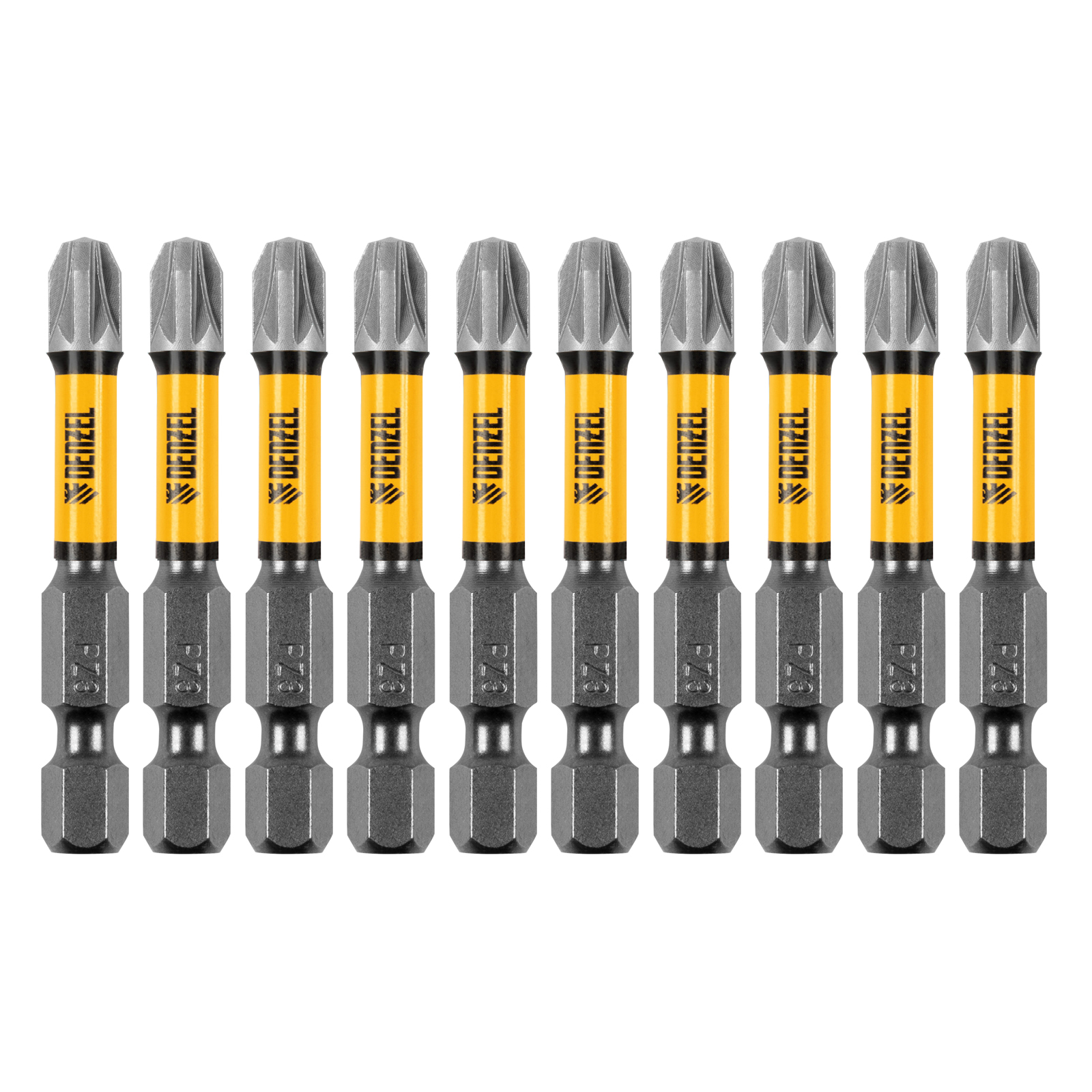 Бита IMPACT, PZ3x50 мм, лазерная обработка шлица, сталь S2, 10 шт., Е 6,3 Denzel