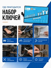 Набор ключей рожковых КОБАЛЬТ 6x7, 8x10, 9x11, 10x12, 12x13, 14x15, 16x17, 18x19, 20x22, 22x24, 27x30, 30x32 мм (12 шт.) (020202-12)