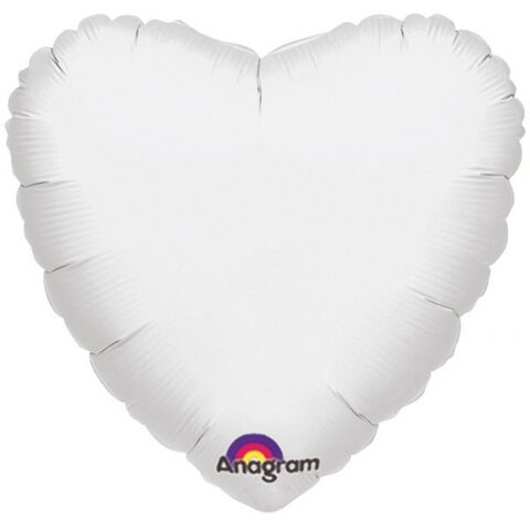 Шар А 19''/48 см, Сердце, Пастель, Белый (White), 1 шт