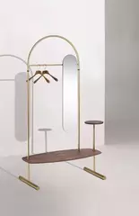 Вешалка ARCO Gold/Walnut с зеркалом, полкой и вешалками