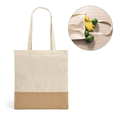 MERCAT. Сумка из 100% хлопка (160 g/m²) с элементами имитации джута