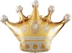 Шар К Мини-фигура, Корона, Золото, 12''/30 см, 5 шт.