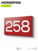 Номер на дверь 258, табличка на дверь для офиса, квартиры, кабинета, аудитории, склада, красная 120х70 мм, Айдентика Технолоджи