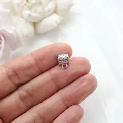 Бейл, держатель для кулона с орнаментом, 7*10 мм, родий, ЗМ203