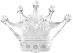 Шар К Мини-фигура, Корона, Серебро, 16''/41 см, 5 шт.