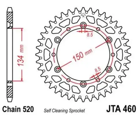 Звезда ведомая алюминиевая JTA460 50GLD
