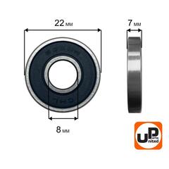 Подшипник шариковый UNITED PARTS 608-2RS (90-0388)