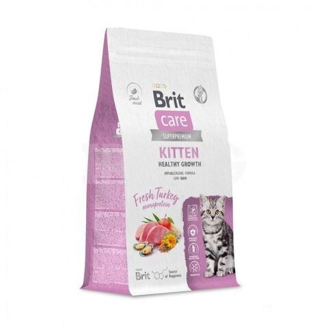 Brit Care Cat Kitten Healthy Growth сухой корм для котят, бер.и корм.кошек (индейка) 400 гр