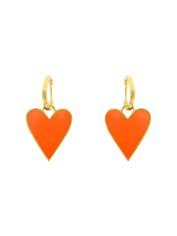 Серьги Лавхарт, серебро 925, позолота 18k, оранжевая эмаль