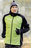 Премиальный костюм для лыж и зимнего бега Nordski Hybrid Hood Black/Lime