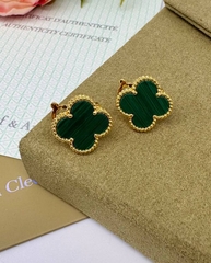 Серьги клевер на английском замке VCA качество yellow VGOLD