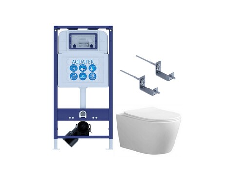 Aquatek Set Aquatek АУРА INS25 Set Aquatek АУРА INS25 (рама Aquatek INS-0000025+KKI-0000002 крепежа+ унитаз АУРА AQ1805T-00, тонкое сиденье с механизмом плавного закрывания)