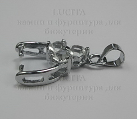 Держатель для кулона со стразами 18х11 мм (цвет - платина) ()