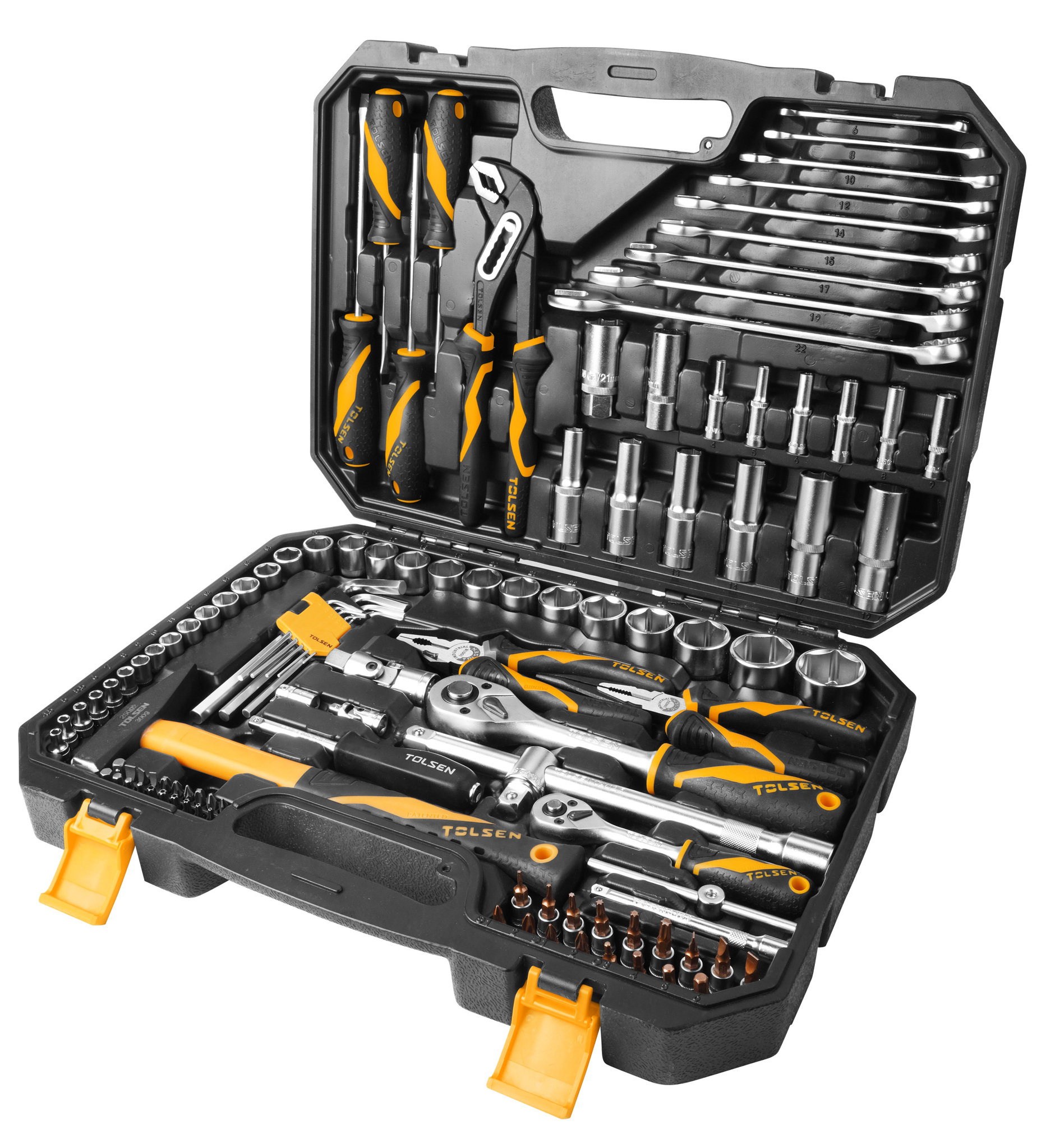 <html>Набор инструментов 116 шт,  кейс,Tolsen 85354<b>, </b>2pcs two-component ratchet handles, 72T: 1/2