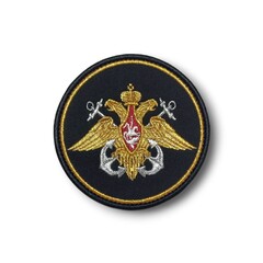 Нашивка (Шеврон) Круглая Орёл ВМФ Серебряный Якорь Золото