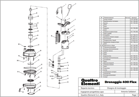 Деталь QUATTRO ELEMENTI D400 FLES заземление колодки (241-796-040)