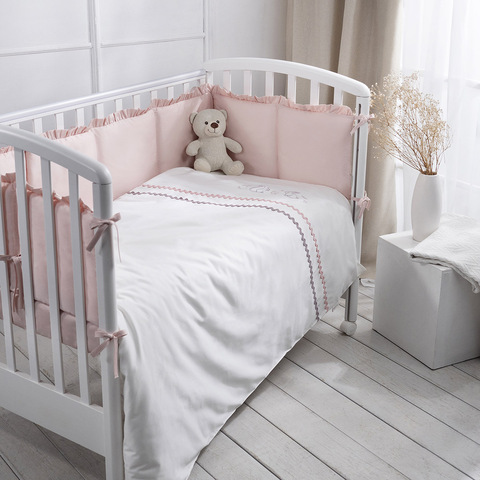 Комплект белья для классической кроватки Toys Sateen 6 предметов цвет розовый