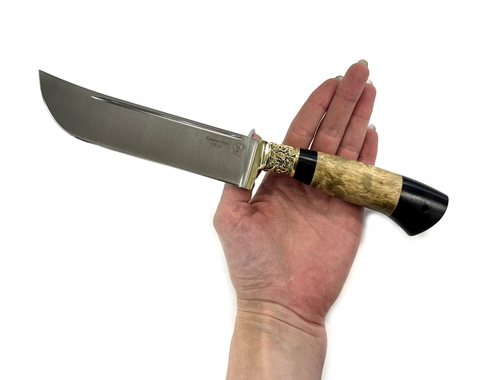 Нож Пчак Узбекский, кованая 95х18, карельская береза, черный граб