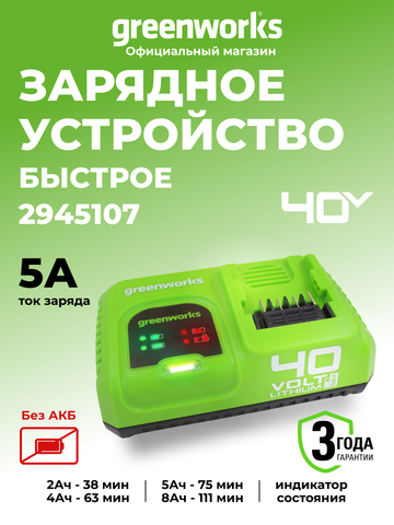 Быстрое зарядное устройство Greenworks G40UC5, 2945107, 40v, 5А