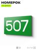 Номер на дверь 507, табличка на дверь для офиса, квартиры, кабинета, аудитории, склада, зеленая 120х70 мм, Айдентика Технолоджи
