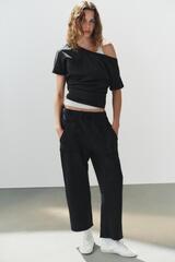 ZARA ХЛОПКОВЫЕ БРЮКИ С КАРМАНАМИ, ЧЕРНЫЙ