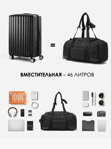 Картинка рюкзак для путешествий Ozuko 9834 Black - 7