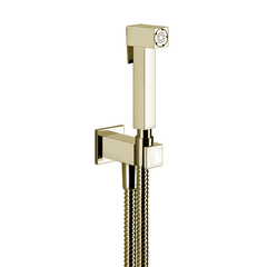 Gessi Rettangolo 20021#727 Гигиенический душ с держателем, подводом воды и шлангом 1250 мм., цвет Brushed Brass PVD фото