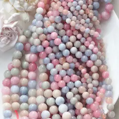 Тонированный кварц, микс, шарик, 8 мм, нить, К043