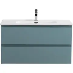 BelBagno KRAFT-900-2C-SO-AO База под раковину подвесная с фрезерованными ручками по всей длине фасада с двумя выкат. ящ., Голубой Мат., 900x455x500 фото