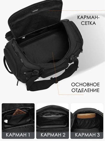 Картинка рюкзак для путешествий Ozuko 9834 Black - 8