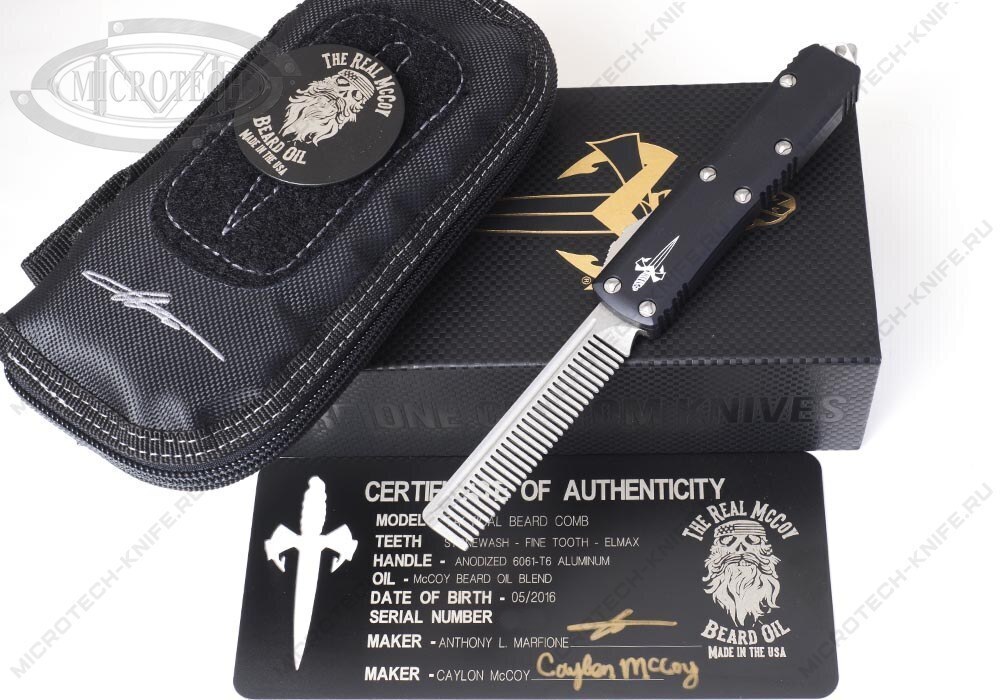 Microtech Tactical Beard Comb Stonewash Fine Tooth 17-4PH