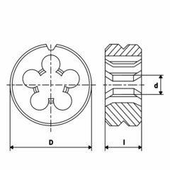 Плашка М 5,0х0,8 DINEN22568 CrV 6g 20х7мм H-Tools 210050HT