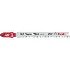 Лобзиковая пилка по пластику PRO Plastics PMMA clean T102BF 92 мм, 5 шт. BOSCH 2608636781