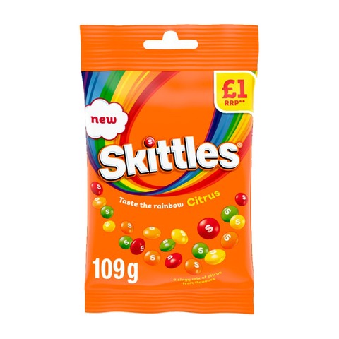 Жевательная конфета Skittles вкус цитрус, 109гр (Великобритания)