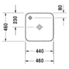 Duravit Starck 1 2322460000 Раковина, с 1 отв. на подиуме для смесителя, шлифованный вариант, без перелива, 460x460мм, цвет: Белый